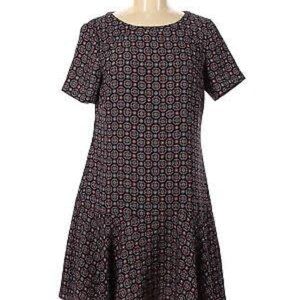 Banana Republic Size 4 Navy and Red Patterned Dress